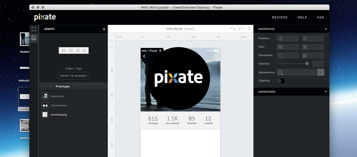 Pixate Studio prototype maintenant vos apps gratuitement