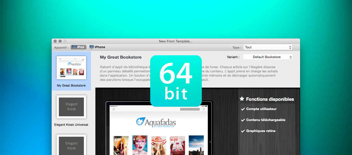Aquafadas : AppFactory 3.6 apporte le support des apps 64-bit